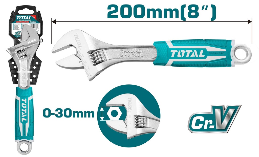 TOTAL CLE A MOLETTE POIGNEE SOFTGRIP THT101086   L200; 8"