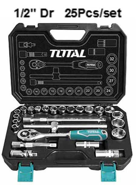 TOTAL JEU DE 25 DOUILLES 1/2" THT121251   1/2"   CR-V