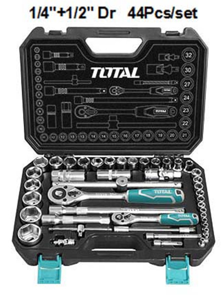 TOTAL JEU DE 44 DOUILLES 1/2"+1/4" THT421441   