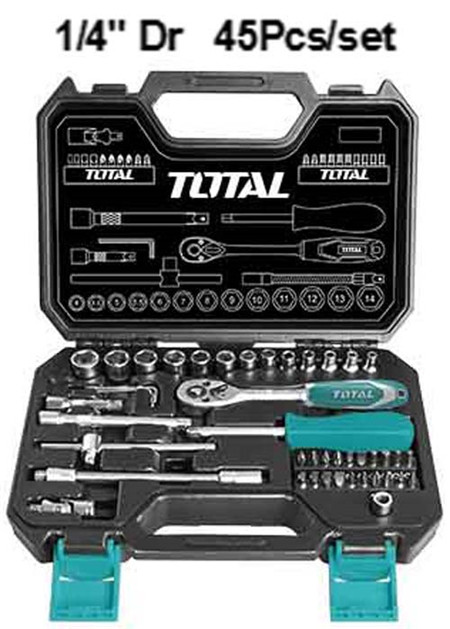 TOTAL JEU DE 45 DOUILLES 1/4 " THT141451   1/4"   