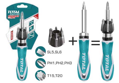TOTAL JEU DE TOURNEVIS A CLIQUET   TACSD30086   8PCS