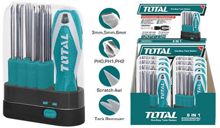TOTAL JEU DE TOURNEVIS INTERCHANGEABLES THT250906  9PCS 
