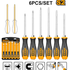 INGCO    SET DE 6 TOURNEVIS À ZONE DE FRAPPE