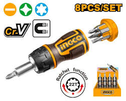 INGECO  TOURNEVIS À CLIQUET + 7 EMBOUTS