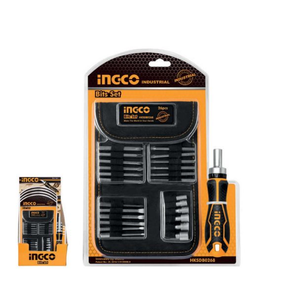 INGCO    SET DE 26 EMBOUTS+TOURNEVIS 1PCS MANCHE