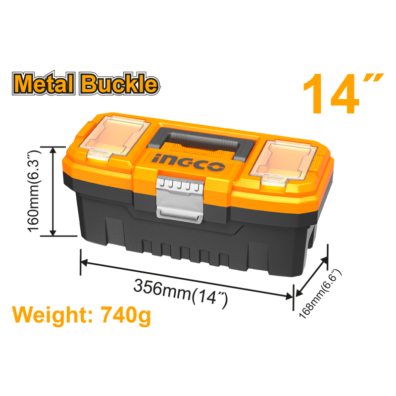 INGECO  BOÎTE À OUTILS PVC CHARNIÈRES MÉTAL 14"