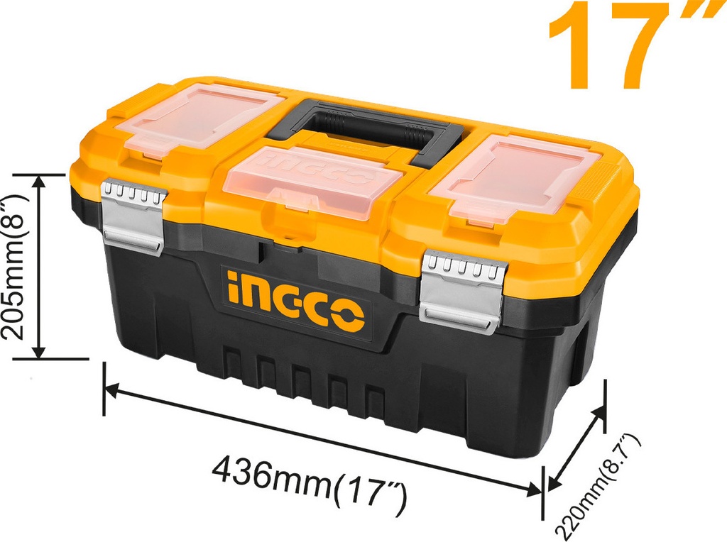 INGECO  BOÎTE À OUTILS PVC CHARNIÈRES MÉTAL 17"
