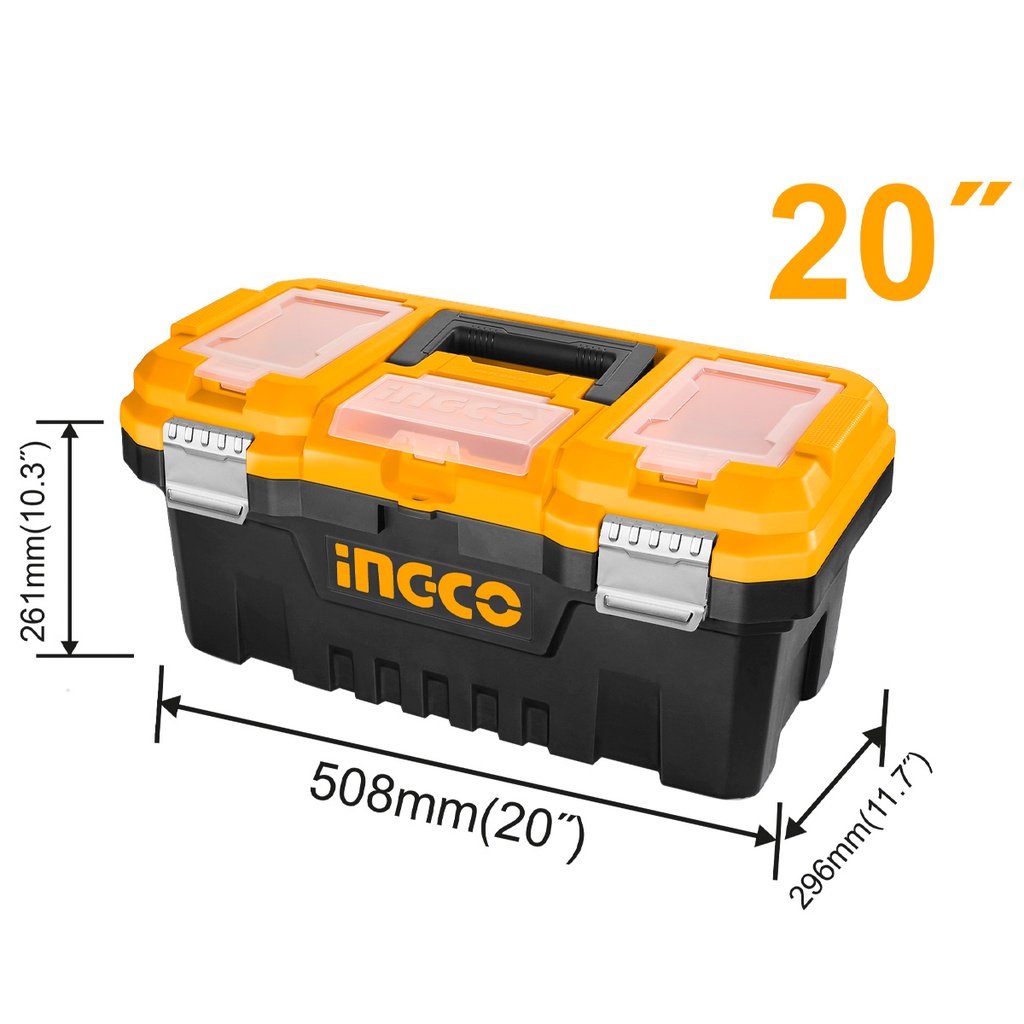 INGCO    BOÎTE À OUTILS PVC CHARNIÈRES MÉTAL 20"