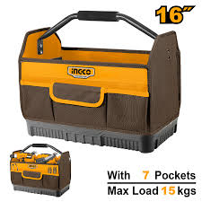 INGCO    SAC À OUTILS RIGIDE 16"" POIGNÉE MÉTAL