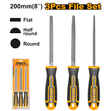 INGCO    SET DE 3 LIMES EN ACIER 200MM