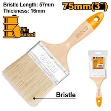 INGCO    PINCEAU EN BOIS 75MM POUR PEINTURE À HUILE
LONGUEUR DES POILS: 57 MM