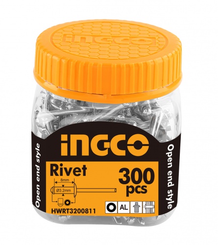 INGCO    RIVET 3.2X8MM
 BOÎTE DE 300 PIÈCES