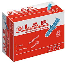 LAP BOITE A CHEVILLE EN PLASTIQUE ø 8    Ref  9908