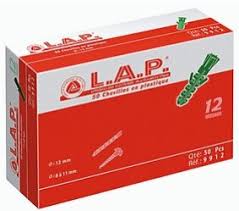 LAP BOITE A CHEVILLE EN PLASTIQUE ø 12    Ref  9912