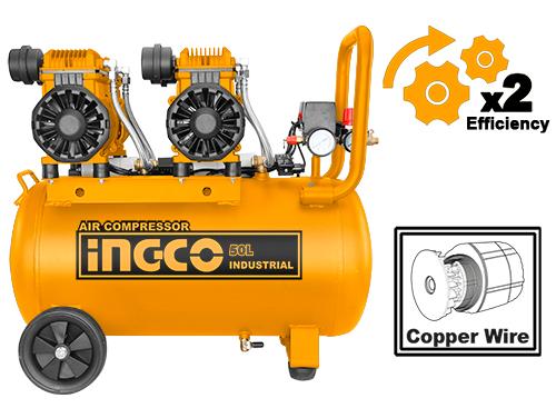 COMPRESSEUR D'AIR  SILENCIEUX 50L 2x1200w 3.2HP 