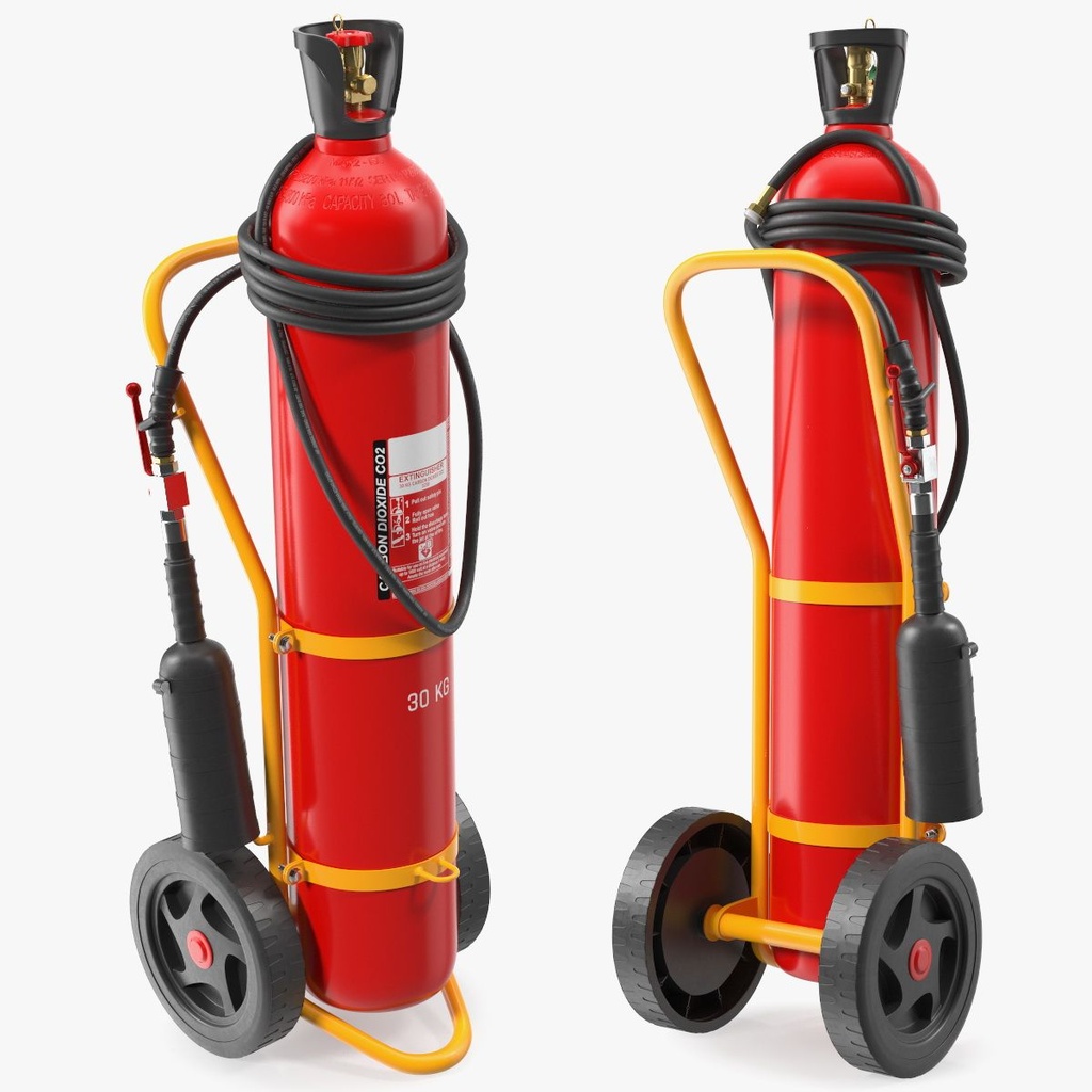 [EF_30CO2] EXTINCTEUR CO2 30KG SUR CHARIOT AVEC ROUES