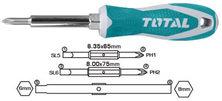 [THT2506076] TOTAL JEU DE TOURNEVIS 6 EN 1  THT2506076   