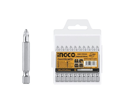 [SDB11PZ223] INGCO    SET DE 10 EMBOUTS PZ2 50MM