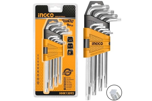 [HHK13092] INGECO  CLÉS TORX EXTRA LONG SET DE 9 PIÈCES T10-T50