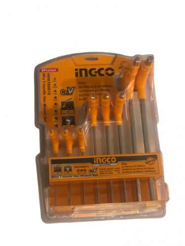 [HHKT80818] INGECO  JEU DE 8 CLÉS HEXAGONALES À POIGNÉE EN T