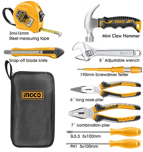 [HKTH10809] INGECO  SET DE 9 OUTILS À MAIN
