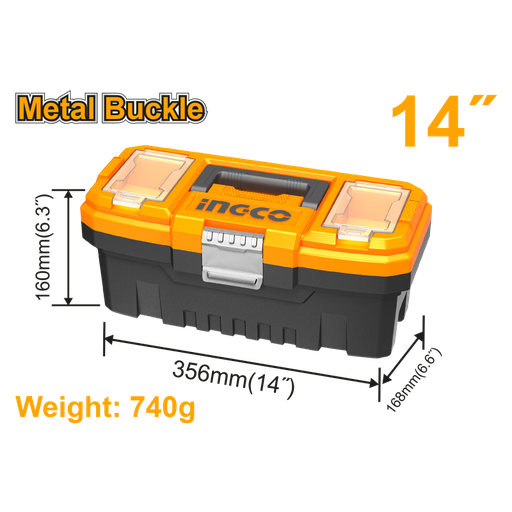 [PBX1402] INGECO  BOÎTE À OUTILS PVC CHARNIÈRES MÉTAL 14"