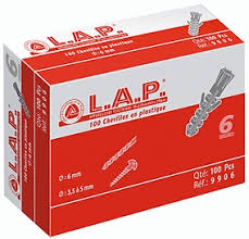 [9906] LAP BOITE A CHEVILLE EN PLASTIQUE ø 6    Ref  9906